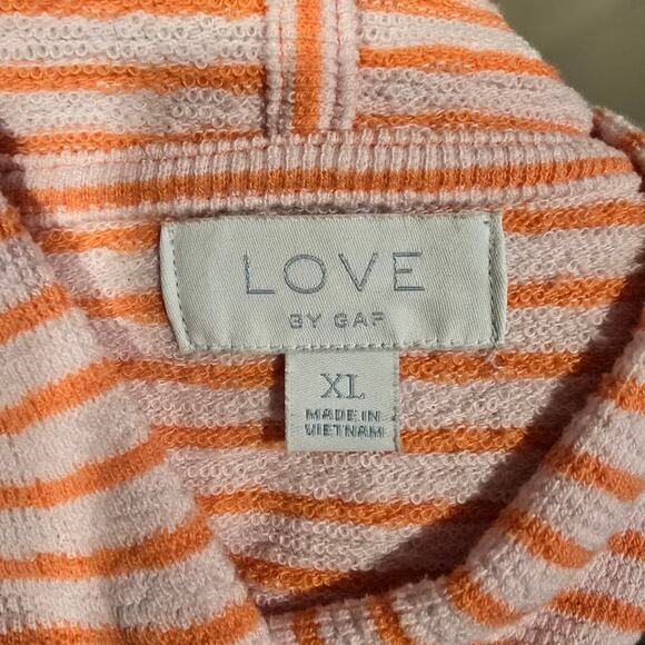 Women's Love by Gap Orange Striped Terry Knit Hoodie | Size XL - Picture 8 of 9